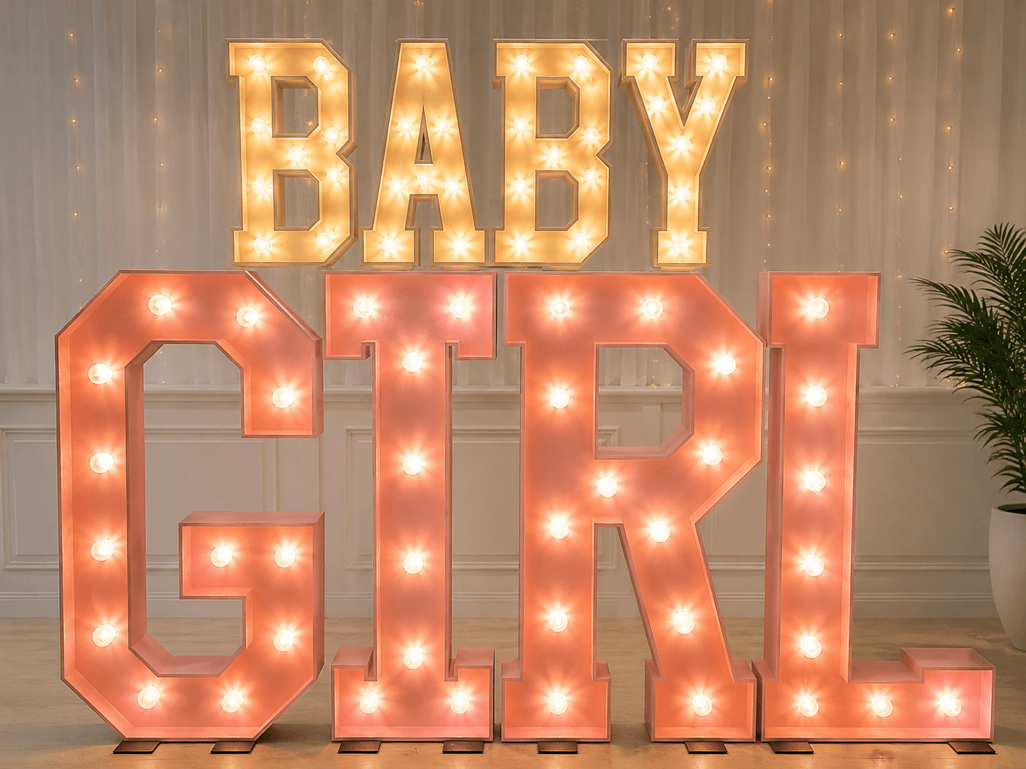 Illuminated Girl sign for a baby celebration