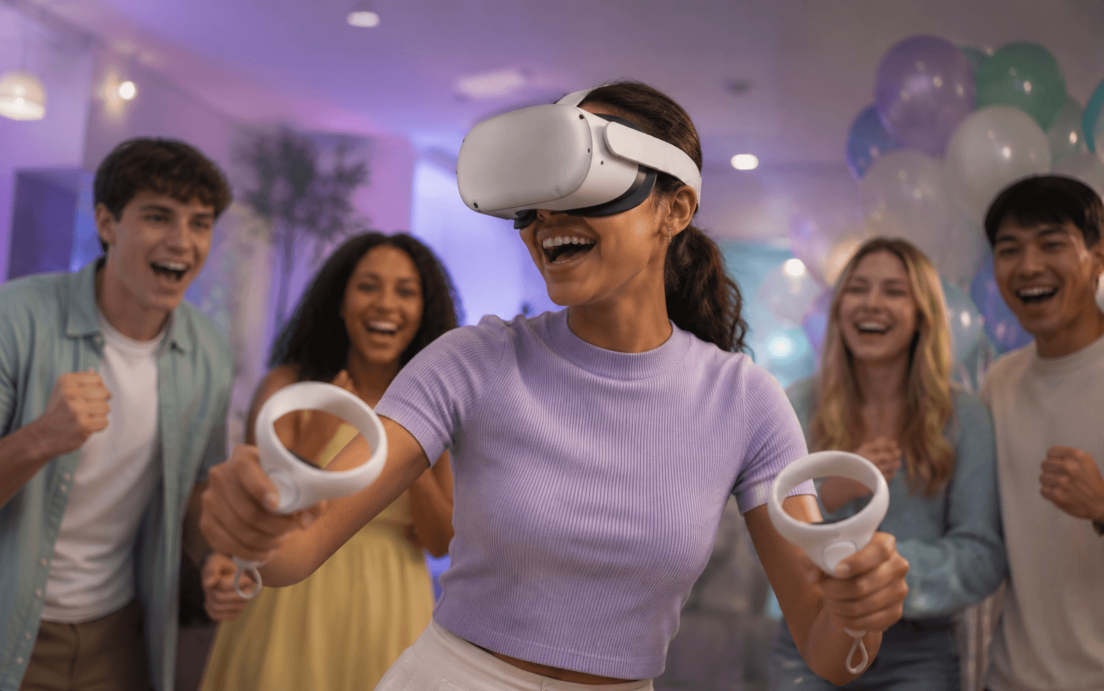 VR headset interactive entertainment at a celebration