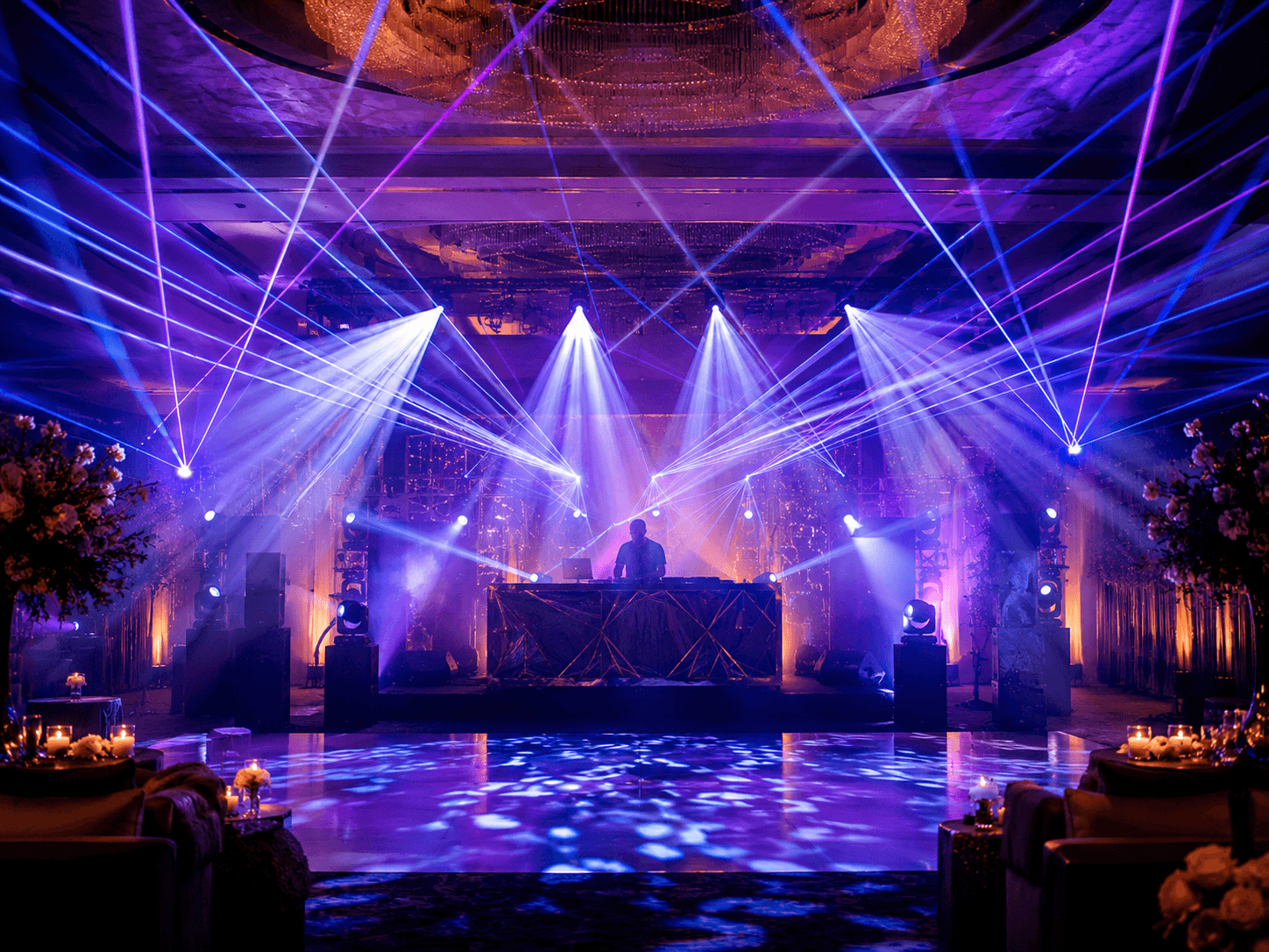 Concept image of laser and moving lighting at an event