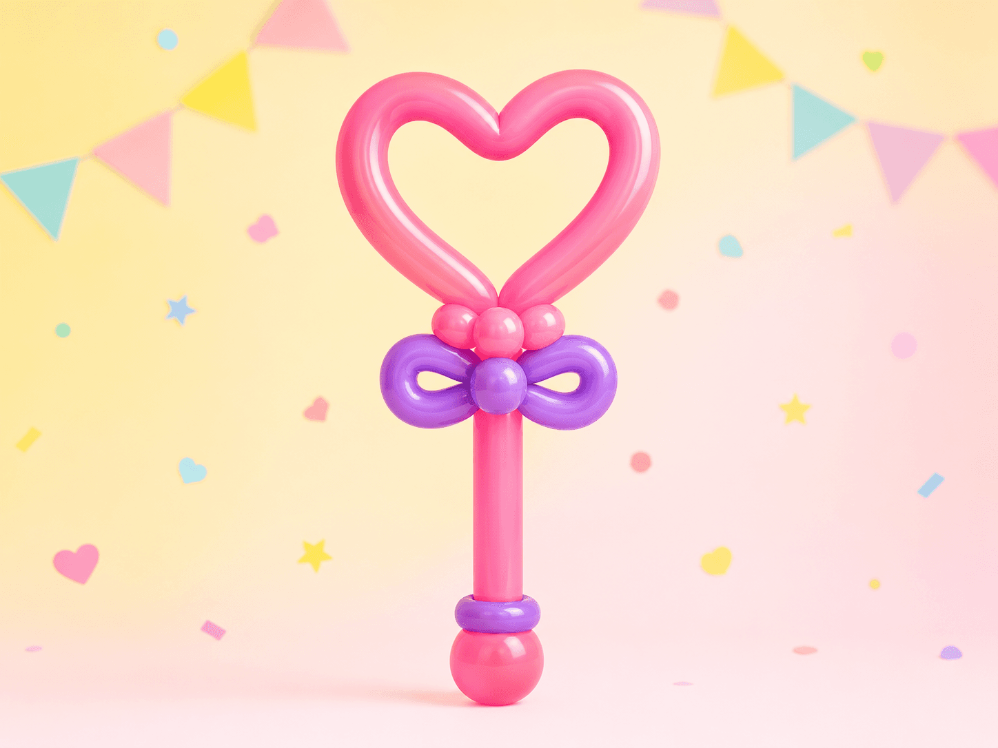 Pink balloon heart wand creation