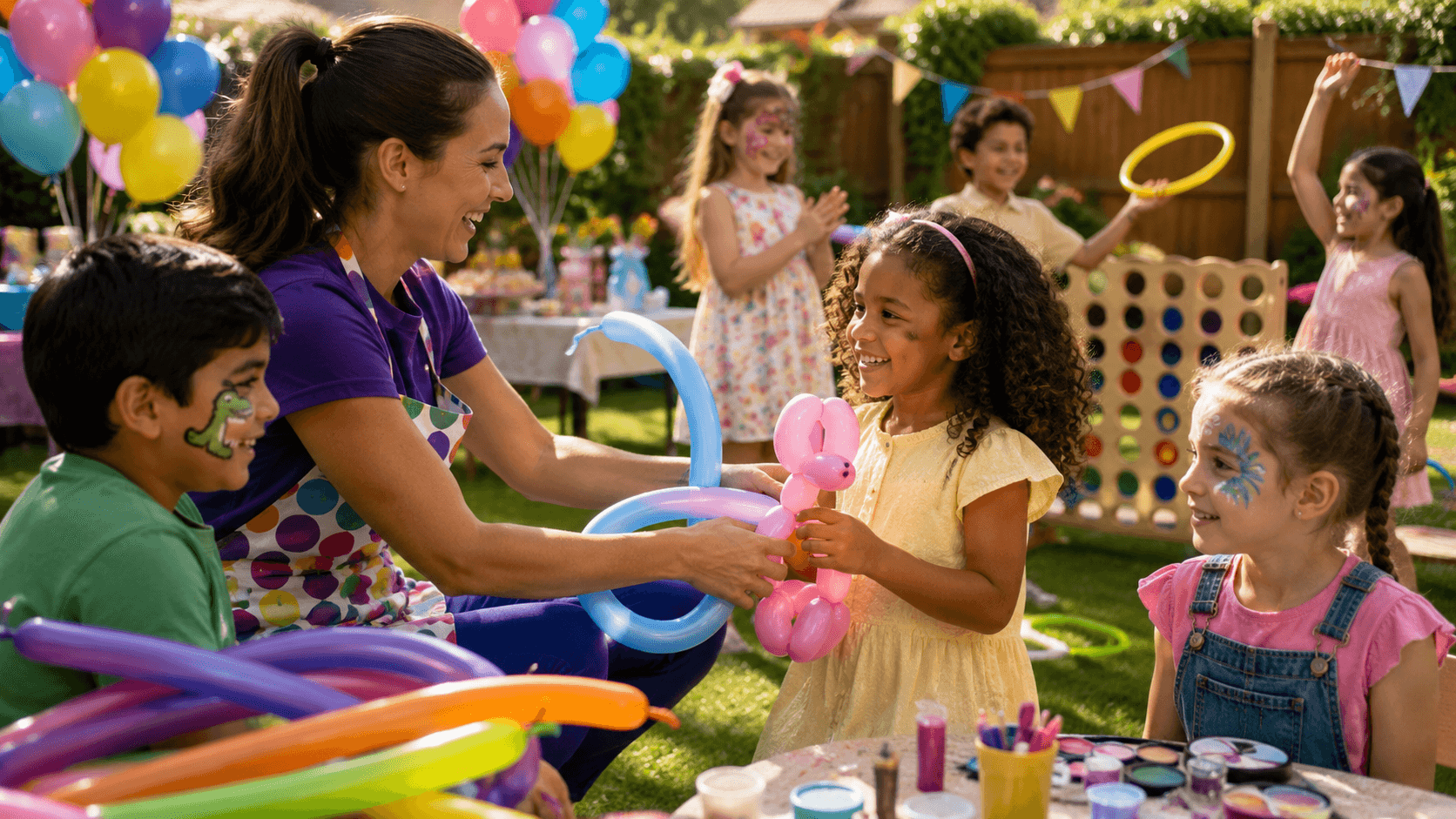 Balloon modelling alongside other children's party entertainment