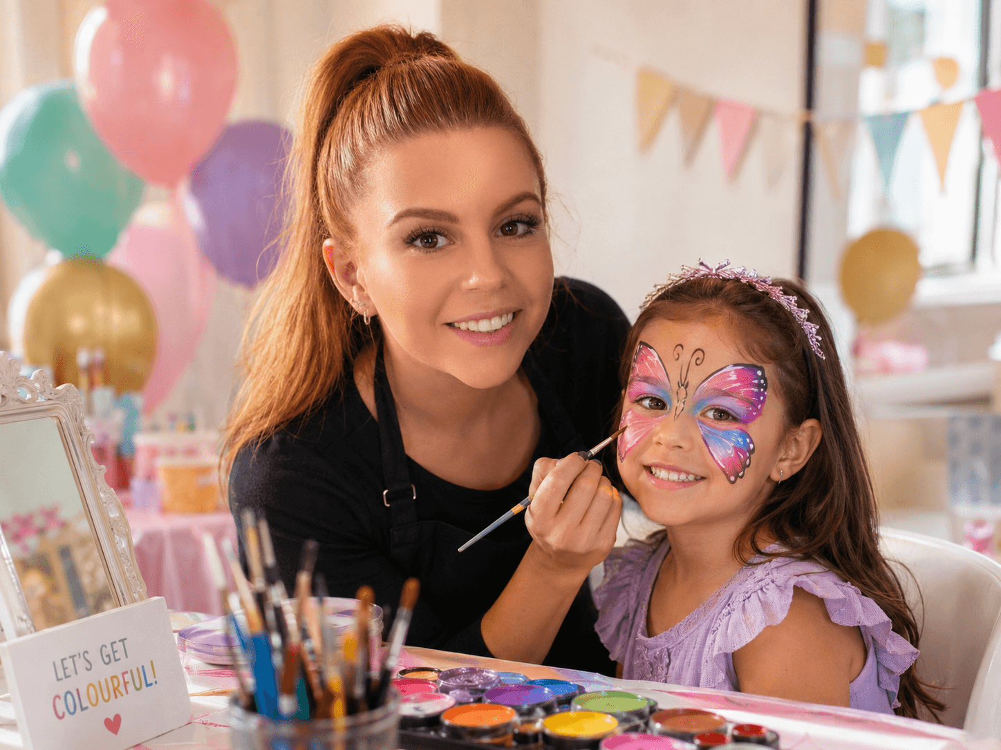 Face painting at a children's party