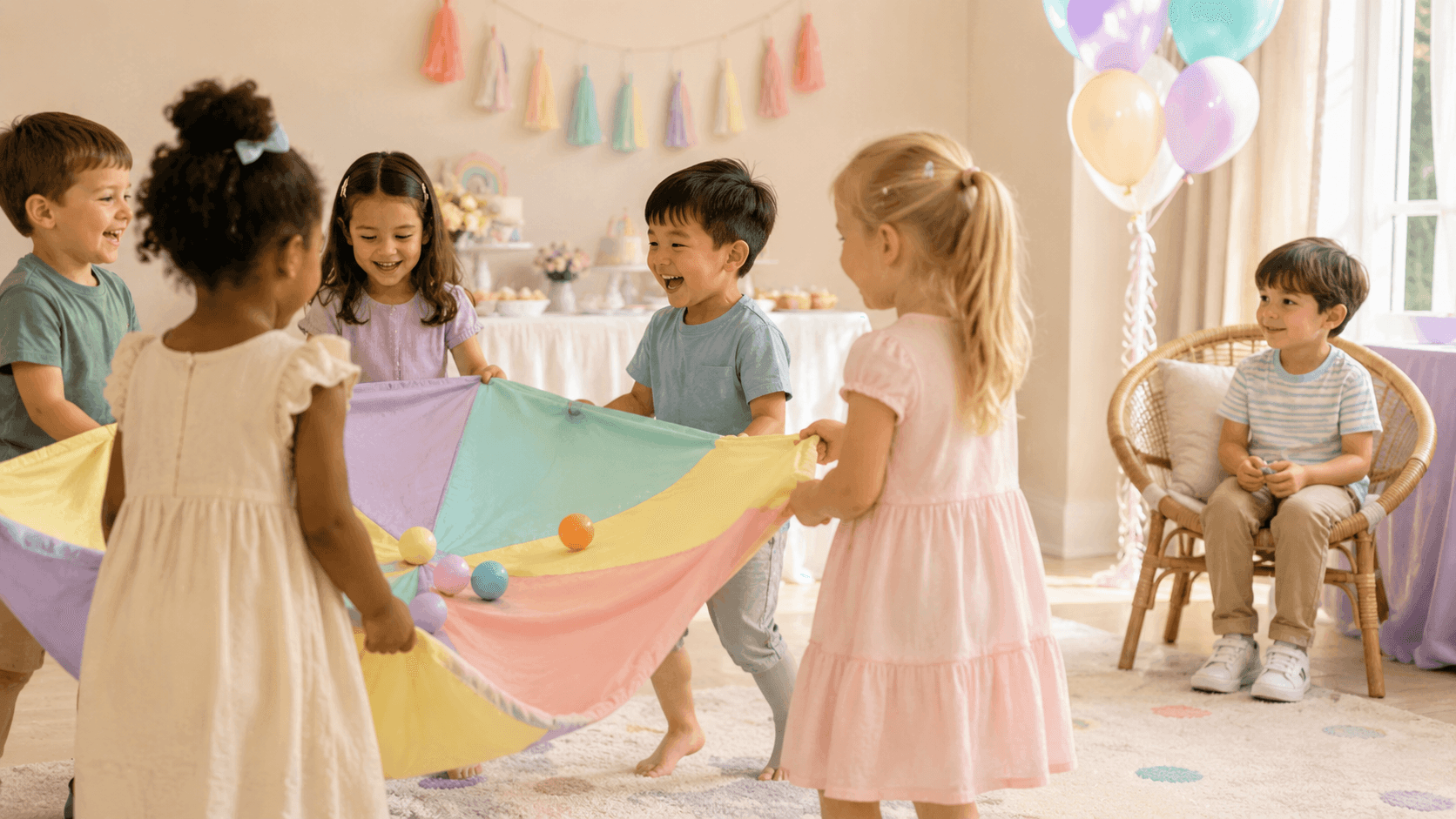 Children choosing different ways to participate in an inclusive party activity