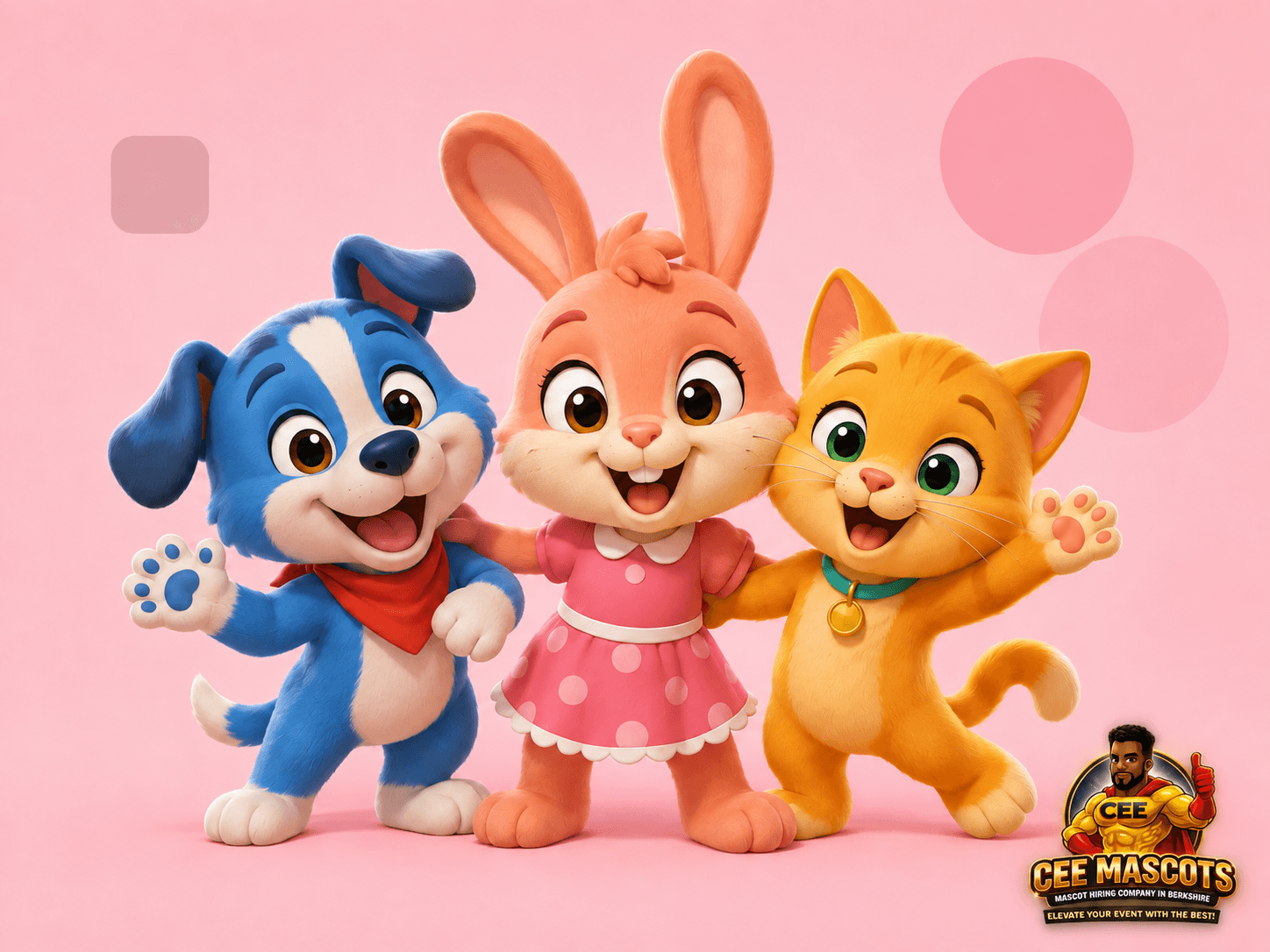 Original friendly cartoon-style mascot characters from CEE Mascots